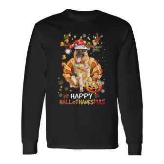 German Shepherd Happy Hallothanksmas Halloween Thanksgiving Men Women Long Sleeve T-Shirt T-shirt Graphic Print - Thegiftio UK