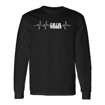 Geschenk Für Klavierspieler Herzschlag Klavier Langarmshirts - Seseable