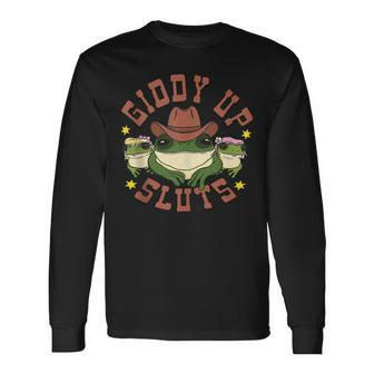 Giddy Up Sluts Western Cowgirl Ranch Rodeo Frog Long Sleeve T-Shirt T-Shirt | Mazezy