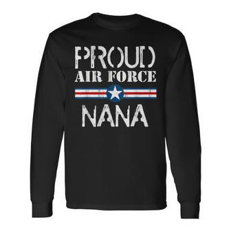 Gift For Army Mom - Proud Air Force Nana Heart Men Women Long Sleeve T-shirt Graphic Print Unisex - Seseable