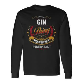Gin Crest Gin Gin Clothing Gin Gin For The Gin Long Sleeve T-Shirt - Seseable
