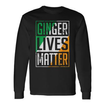 Ginger Lives Matter Irish Flag St Patricks Day Redhead Men Long Sleeve T-Shirt - Seseable