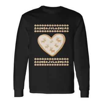 Gingerbread Heart And Deer Cookie Ugly Christmas Sweater Long Sleeve T-Shirt - Monsterry DE