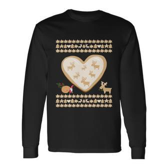 Gingerbread Heart Deer Cookies And Gnome Ugly Christmas Long Sleeve T-Shirt - Monsterry AU