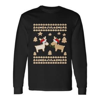 Gingerbread Santa Deer Cookies Ugly Christmas Reindeer Long Sleeve T-Shirt - Monsterry UK