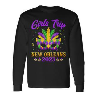 Girls Trip New Orleans 2023 Costume Mardi Gras Mask Beads Long Sleeve T-Shirt T-Shirt | Mazezy