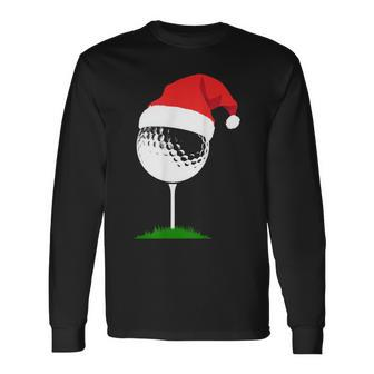 Golf Ball Santa Sat Christmas Funny Golfing Golfer Men Women Long Sleeve T-shirt Graphic Print Unisex - Seseable