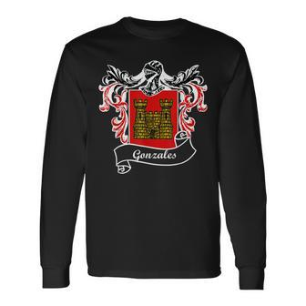 Gonzales Coat Of Arms Surname Last Name Crest Men Women Long Sleeve T-Shirt T-shirt Graphic Print - Thegiftio UK