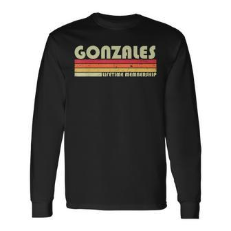 Gonzales Surname Retro Vintage 90S Birthday Reunion Men Women Long Sleeve T-Shirt T-shirt Graphic Print - Thegiftio UK