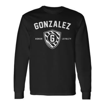 Gonzalez Shield Last Name Crest Matching Men Women Long Sleeve T-Shirt T-shirt Graphic Print - Thegiftio UK
