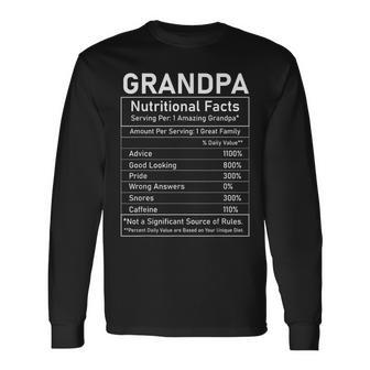 Grandpa Nutritional Facts Grandfather Fathers Day Long Sleeve T-Shirt T-Shirt | Mazezy