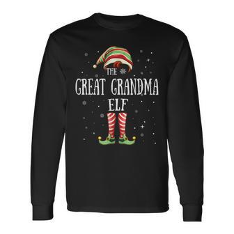Great Grandma Elf Matching Family Group Christmas Party Paja Men Women Long Sleeve T-shirt Graphic Print Unisex - Seseable
