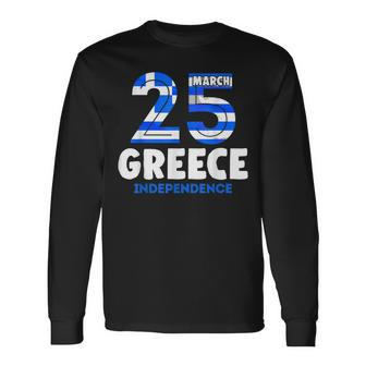 Greek Independence Day 25 March Greece Flag Long Sleeve T-Shirt - Seseable