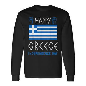 Greek Independence Day Greek Flag Patriotic Pride 25Th March Long Sleeve T-Shirt T-Shirt | Mazezy