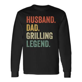 Grilling Bbq Father Husband Grill Dad Legend Vintage Long Sleeve T-Shirt - Seseable