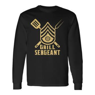 Grilling Bbq Meat Dad Grandpa Grill Sergeant Vintage Long Sleeve T-Shirt - Seseable