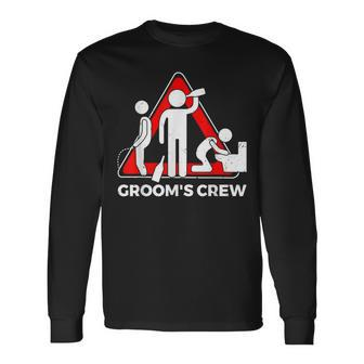 Grooms Crew Groom Groomsmen Bachelor Party Long Sleeve T-Shirt - Seseable