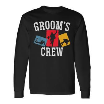Grooms Crew Groom Squad Stag Night Bachelor Party Long Sleeve T-Shirt - Seseable