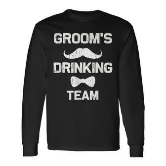 Grooms Drinking Team Bachelor Party Squad Crew Long Sleeve T-Shirt | Mazezy