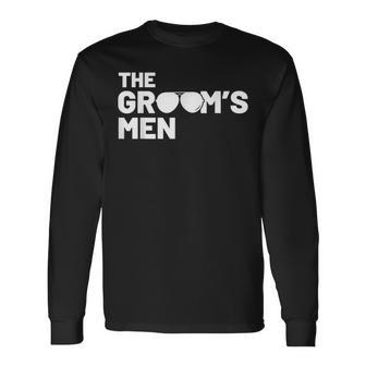 Groomsmen Groom Squat Bachelor Supplies Party Wedding Long Sleeve T-Shirt T-Shirt | Mazezy