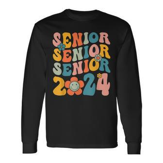 Groovy Senior 2024 Hippie Floral Graduate Class Of 2024 Long Sleeve T-Shirt - Seseable