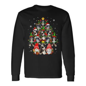 Group Santa Reindeer Elf Bernedoodles As Christmas Tree Dogs Men Women Long Sleeve T-shirt Graphic Print Unisex - Seseable