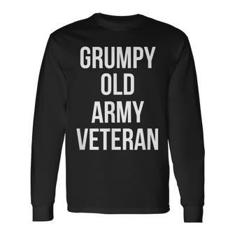 Grumpy Old Army Veteran V2 Men Women Long Sleeve T-shirt Graphic Print Unisex - Seseable