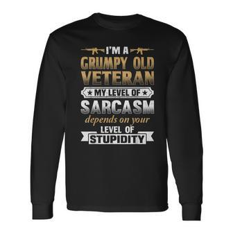 Grumpy Old Veteran Sarcasm T Men Women Long Sleeve T-shirt Graphic Print Unisex - Seseable
