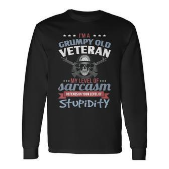 Grumpy Old Veteran T | Men Women Long Sleeve T-shirt Graphic Print Unisex - Seseable