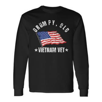 Grumpy Old Vietnam Vet Us Military Vetearan Men Women Long Sleeve T-shirt Graphic Print Unisex - Seseable