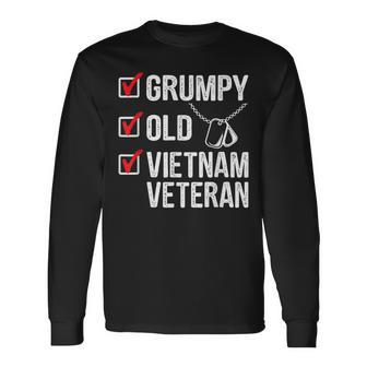 Grumpy Old Vietnam Veteran Funny Fathers Day Gift Men Women Long Sleeve T-shirt Graphic Print Unisex - Seseable