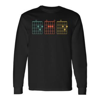 Guitar Chord Musical Note Dad Written Retro Vintage Father Long Sleeve T-Shirt - Seseable