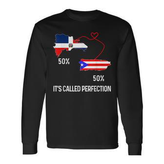Half Puerto Rican Half Dominican Flag Map Combined Pr Rd Long Sleeve T-Shirt | Mazezy CA
