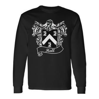 Hall Coat Of Arms Surname Last Name Crest Long Sleeve T-Shirt - Seseable