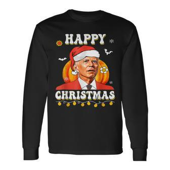Halloween Anti Joe Biden Confused Happy Christmas Xmas Men Women Long Sleeve T-Shirt T-shirt Graphic Print - Thegiftio UK