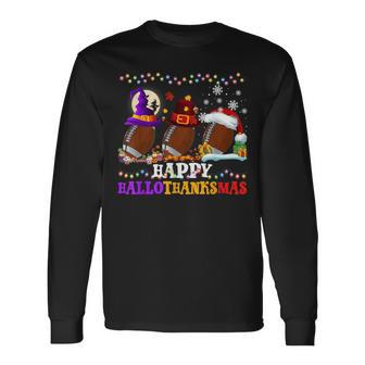 Halloween Christmas Thanksgiving Hallothanksmas Football Men Women Long Sleeve T-Shirt T-shirt Graphic Print - Thegiftio UK