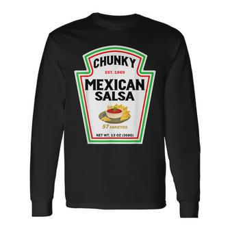 Halloween Matching Costume Chunky Mexican Salsa Bottle Label V2 Men Women Long Sleeve T-Shirt T-shirt Graphic Print - Thegiftio UK