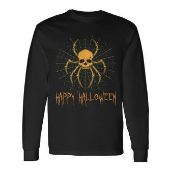 Halloween Spider Web Costume Skull Men Women Long Sleeve T-Shirt T-shirt Graphic Print - Thegiftio UK