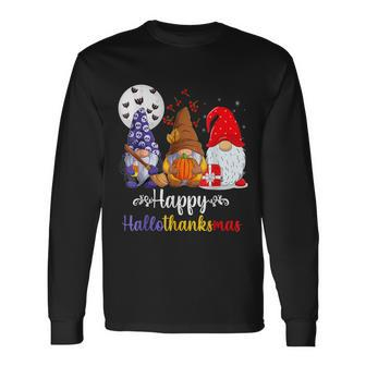 Halloween Thanksgiving Christmas Happy Hallothanksmas Gnomes V60 Men Women Long Sleeve T-Shirt T-shirt Graphic Print - Thegiftio UK