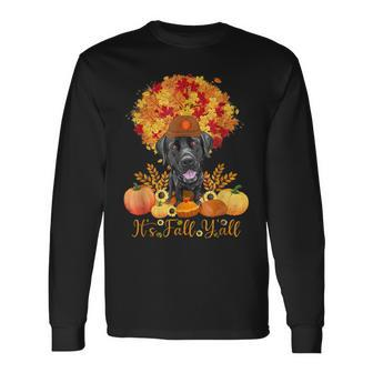 Halloween Thanksgiving Its Fall Yall Labrador Black Lab Men Women Long Sleeve T-Shirt T-shirt Graphic Print - Thegiftio UK