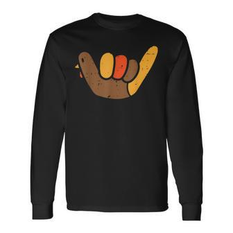 Hang Loose Thanksgiving Day Cool Shaka Sign Fall Autumn Men Women Long Sleeve T-shirt Graphic Print Unisex - Seseable