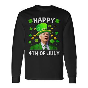 Happy 4Th Of July Confused Joe Biden St Patricks Day Long Sleeve T-Shirt T-Shirt | Mazezy