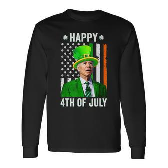 Happy 4Th Of July Joe Biden St Patricks Day Leprechaun Hat V12 Long Sleeve T-Shirt - Seseable