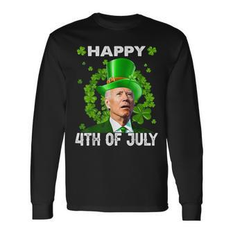 Happy 4Th Of July St Patricks Day Leprechaun Joe Biden Long Sleeve T-Shirt - Seseable
