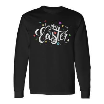 Happy Easter Bunny Rabbit Egg Easter Day Costume Long Sleeve T-Shirt - Seseable