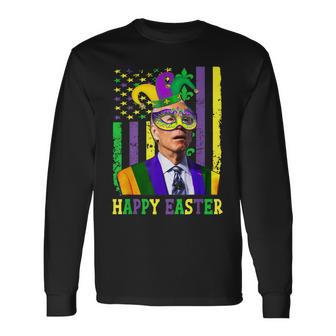 Happy Easter Confused Joe Biden Mardi Flag Costume V4 Long Sleeve T-Shirt - Seseable