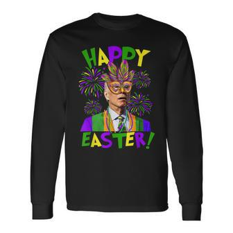 Happy Easter Confused Joe Biden Mardi Flag Costume V5 Long Sleeve T-Shirt - Seseable