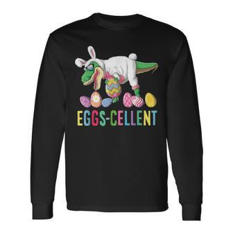 Happy Easter Dinosaur Eggs Cellent Rex Bunny Egg Hunting Long Sleeve T-Shirt - Seseable