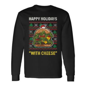 Happy Holidays With Cheese Shirt Cheeseburger Hamburger V4 Long Sleeve T-Shirt - Monsterry