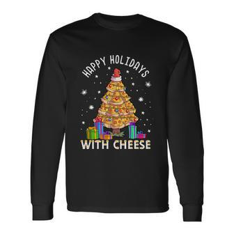 Happy Holidays With Cheese Shirt Cheeseburger Hamburger V9 Long Sleeve T-Shirt - Monsterry